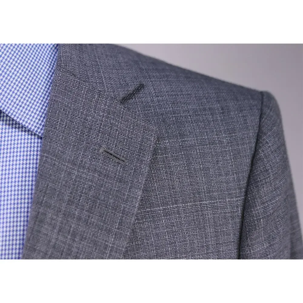 Tom James Custom Tailored Gray Knit Woven Silk 2 Button Blazer Sportcoat 42L